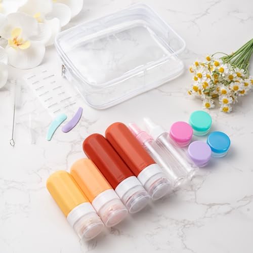 MODENGKONGJIAN 16 Pack Travel Bottles for Toiletries,TSA Approved Silicone Squeezable Travel Shampoo Bottles, 3oz Leak Proof Refillable Toiletry Cosmetic Containers (16PCS/Brown) - Image 6
