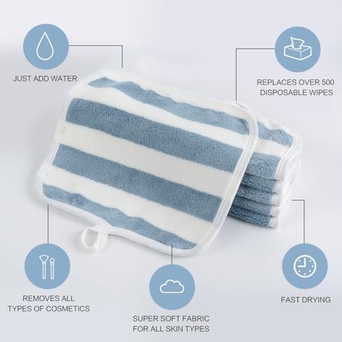 SINLAND Microfiber Facial Cloths Fast Drying Washcloth 8inch x 8inch Absorbent Face Wash Cloth Soft Makeup Remover Cloths - Image 4