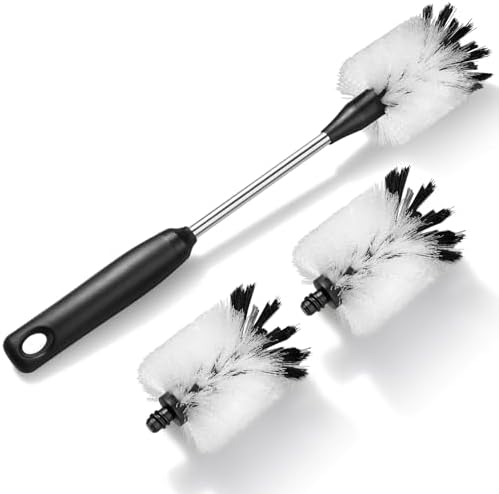 Bottle Cleaning Brush with 2 Replaceable Heads, 13 in, White by Purtribe