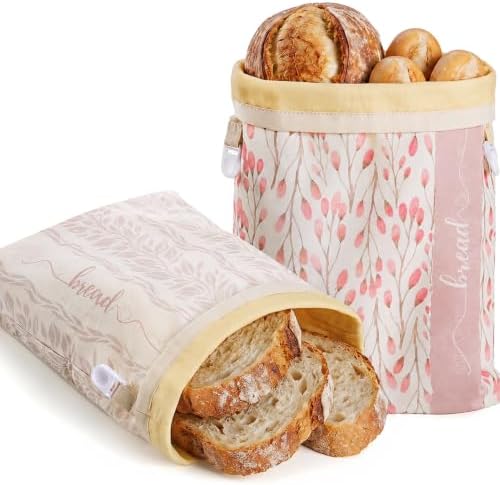 Beeswax Bread Bags for Homemade Sourdough, XL 2 Pack Reusable Bags by Holismo