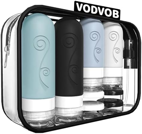 vodvob 16 Pack Travel Bottles Set for Toiletries, TSA Approved Travel Containers Leak Proof Silicone Squeezable Travel Accessories 2oz 3oz for Shampoo Conditioner Lotion Body Wash (BPA Free) (black) by Unknown