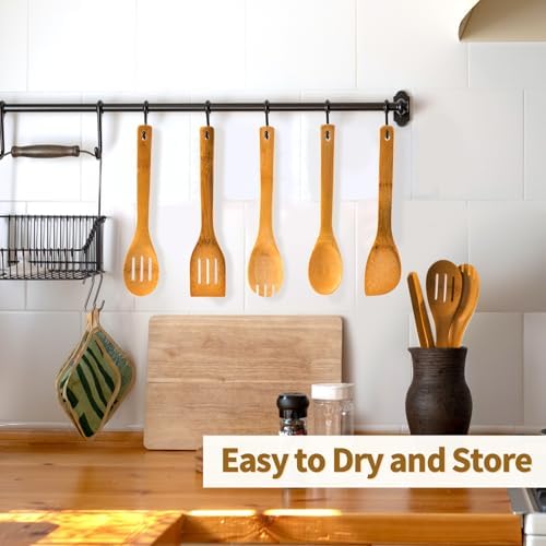 Eisinly 7-Piece Wooden Cooking Spoons,Durable Carbonized Bamboo Utensil Set - Image 5