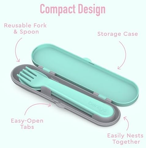 Bentgo® Kids Plastic Utensil Set - Reusable Fork, Spoon & Storage Case, PFAS- & BPA-Free, Easy-Grip Handles, Lightweight, Dishwasher Safe, School Lunch, Travel & On-the-Go (Puppy Love) - Image 3