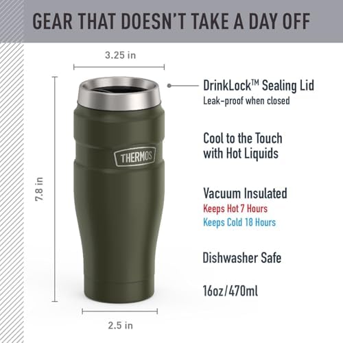 THERMOS Stainless King Stainless Steel Tumbler, 16oz, Army Green - Image 2