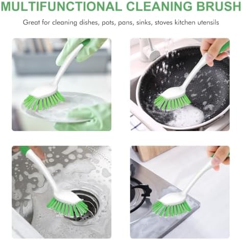 SetSail Dish Brush with Handle, 3 Pack Stiff Bristles Dish Scrubber, Green - Image 6