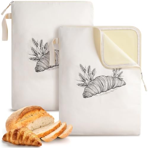 2 Pack Beeswax Bread Bags for Homemade Sourdough Reusable Bread Bag 13×17in by Unknown