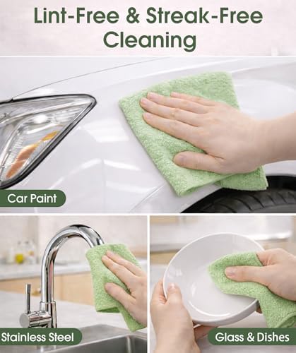 Microfiber Cleaning Cloth Roll - 100 Pack Tear Away Microfiber Paper Towels, Reusable, Washable, Scratch-Free, Kitchen Towels for Car, Home, Kitchen, Glass, Dishes(Bean Green) - Image 5