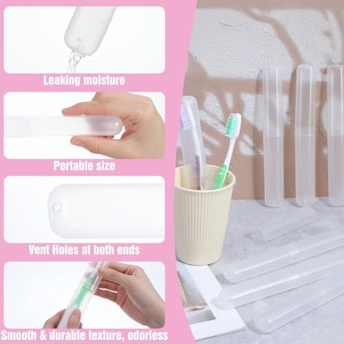 8 PCS Clear Toothbrush Travel Holder, Dust-Proof 7.8”×0.8“ Clear Tooth Brush Travel Case, Portable Tooth Brush Case Travels Storage for Family, Business Trips and Camping - Image 3