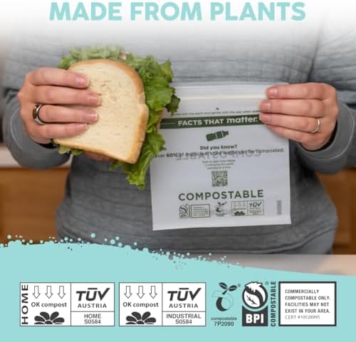 Matter Compostable Sandwich Bags, Resealable, 200 Count, Made From Plants - Image 7