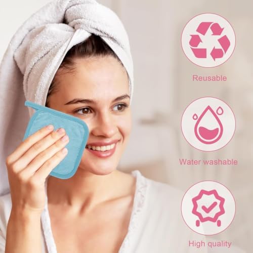 Puomue Makeup Remover Cloth 12 Pack, Ultra Soft and Reusable Microfiber Makeup Remover Towels for All Skin Types, Perfect Face Towels for Women, 6 Inch x 6 Inch, Blue - Image 4