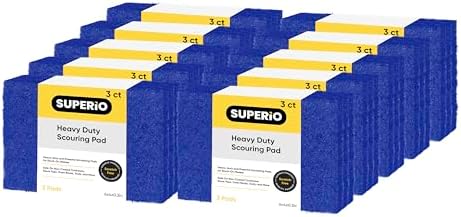 Scouring Pad Non-Scratching Scrubber Non-Scratch Cleaning Scrub Pads Heavy Duty Scouring Pad Reusable Kitchen Scrubbing Pad Pack of 30 Blue, by Superio by Superio