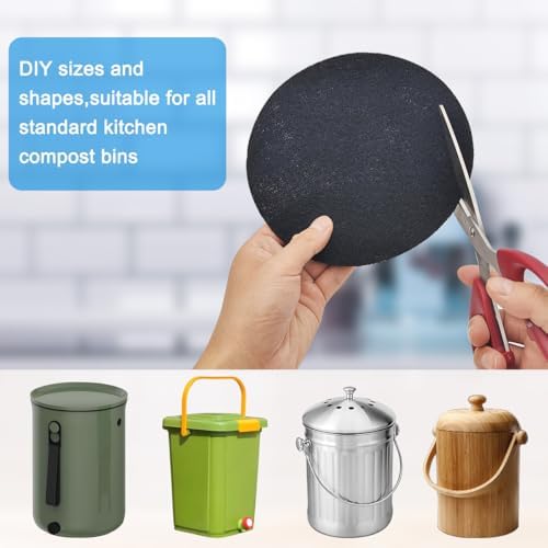 3 Pack Charcoal Filters for Compost Bucket, 6.7inch Compost Filter for Countertop Bin, Compost Pail Replacement Activated Carbon Charcoal Filters, Home Bucket Compost Bin Refill, Round - Image 5