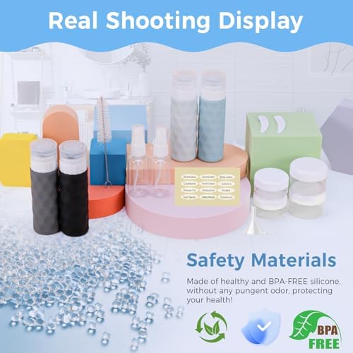 Silevoler 16pack Travel Bottles for Toiletries, TSA Approved Travel Size Containers Set, Leak Proof Refillable Liquid & Creams Toiletries Accessories Kit W/Toiletry Bag (Gray) - Image 6