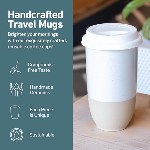 NOVA CERAMICS Travel Mug - Coffee Mug Travel – Microwave & Dishwasher Safe Coffee Clay Tumbler - Gifts For Women Men Him Her – 16oz – Dune - Image 2