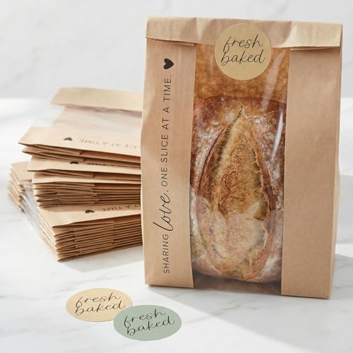 Beautiful Bread Bags for Homemade Bread - Clear Window Bakery Paper Bags by KIBAGA