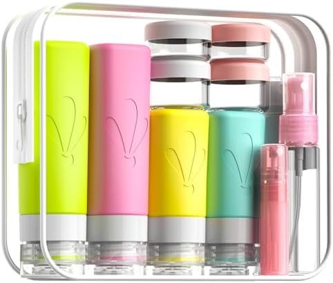 INSFIT 17 Pack Travel Bottles for Toiletries, TSA Approved 3oz 2oz Travel Size Toiletries, BPA Free Leak Proof Squeezable Silicone Tubes Travel Essentials for Shampoo Conditioner Lotion Soap by INSFITPortableTravelBottles
