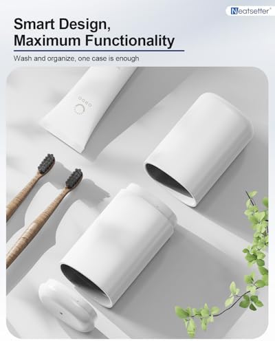 Toothbrush Holder Travel – Portable Toothpaste and Tooth Brushes Case for Traveling with Rinse Cup, Leak-Proof Cover for On-The-Go Oral Care (White) - Image 3