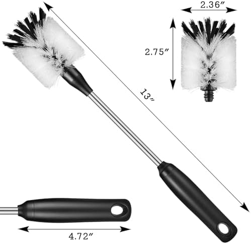 Bottle Cleaning Brush with 2 Replaceable Heads, 13 in, White - Image 4