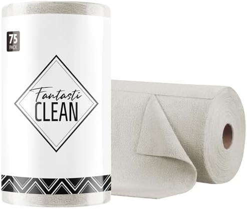 Fantasticlean Microfiber Cleaning Cloth Roll- 75 Sheets, 12"x12" (CoolGrey) by Fantasticlean