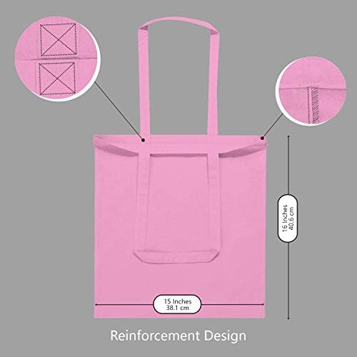 TOPDesign 6-Pack Economical 16"x15" Baby Pink Cotton Tote Bag, Lightweight Medium Reusable Grocery Shopping Cloth Bags, Suitable for DIY, Advertising, Promotion, Gift, Activity - Image 5