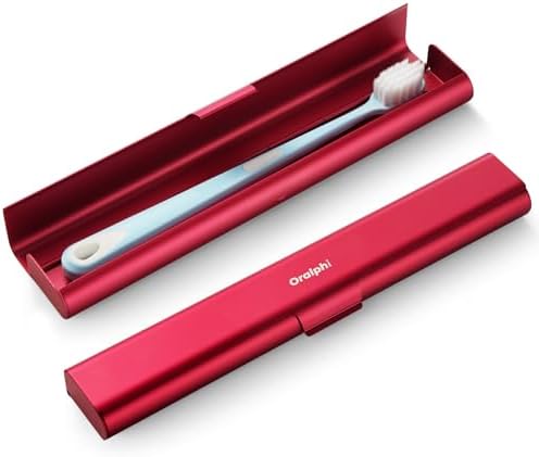 Aluminum Toothbrush Travel Case, Portable Travel Toothbrush Holder, Durable Manual Toothbrush Box Container for Traveling, Bathroom, Camping, Business Trip-Red by Oralphi