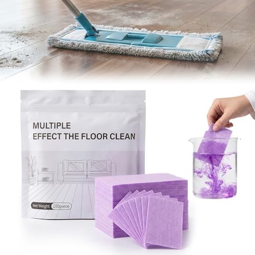 100 Piece Floor Cleaning Tablets, 2026 New Multi-Surface Cleaner for Hardwood Laminate Tile Vinyl Floors, Floor Cleaning Sheets Pre-Measured Dissolvable Cleaning Solution for Mopping (Purple) by WelcometoNitvei