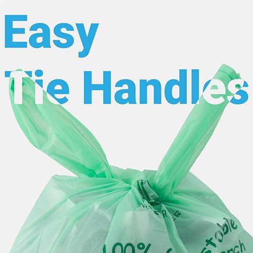 GREENER WALKER 100% Compostable Trash Bags with Tie Handles, 1.6 Gallon-150Bags, Food Scrap Kitchen Waste Bags with EN13432 Certified - Image 2