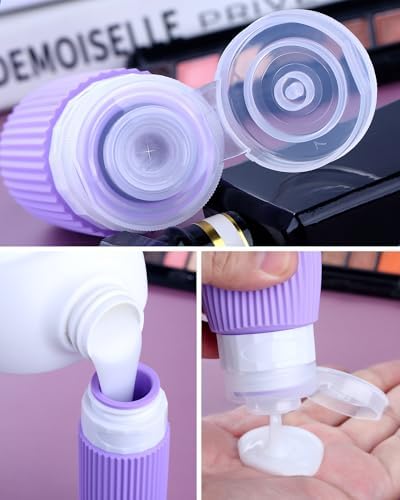Mrsdry Travel Bottles for Toiletries 8 Pack, Tsa Approved Travel Size Toiletries 3 oz, Travel Containers for Toiletries, with Clear Bag, Leak Proof Silicone Squeezable Travel Essentials Creams Jars - Image 2