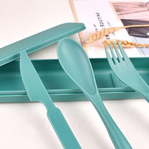Reusable Travel Utensils Set with Case, 4 Sets Plastic Portable Cutlery Set - Image 3