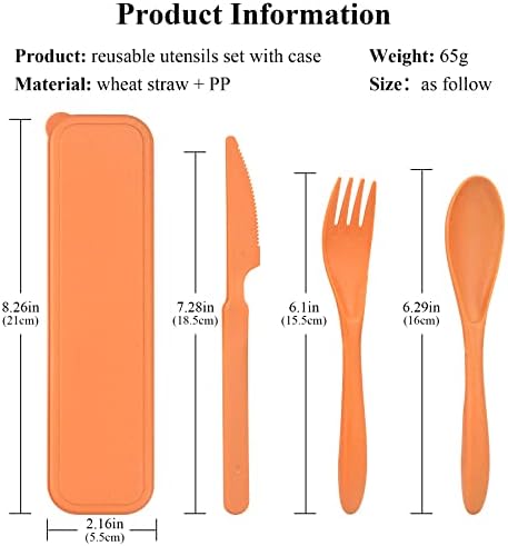 DISSKNIC 4 Sets Reusable Utensils Set with Case,Travel Utensils Cutlery Set Spoons and Forks Set, Reusable Plastic Utensils for Lunch Box Accessories for Adults, Portable Lunch Utensils Set for Daily - Image 2