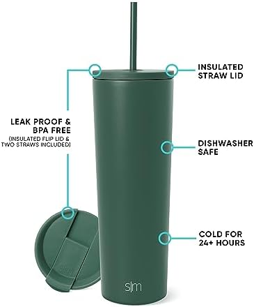 Simple Modern Iced Coffee Tumbler, Insulated | 28oz | Green - Image 2