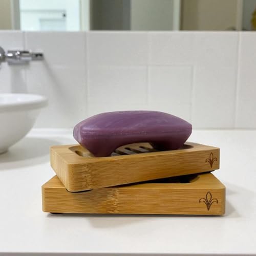 Bamboo Soap Dish – 2-Pack Self-Draining Soap Dish for Shower – Natural Bamboo Wood Tray for Bathroom with Drainage – Wooden Holder for Kitchen, Bath, Sink - Image 5