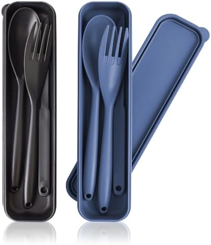 2 Sets Large Reusable Utensils Set with Case, Portable Travel Cutlery by Lnrkai