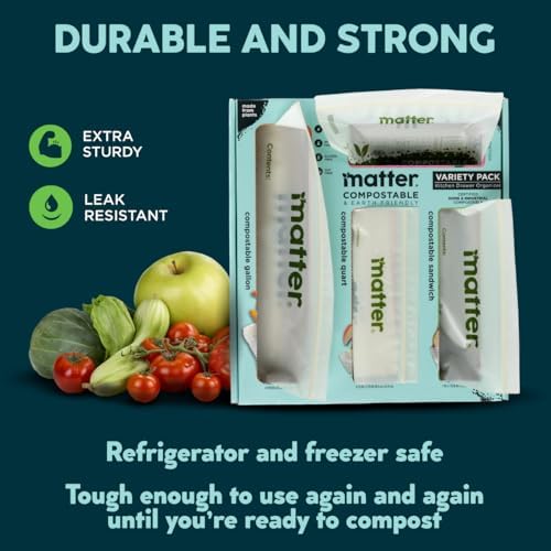 Matter Compostable Resealable Bags, Snack, Sandwich, Quart, Gallon 230 Ct - Image 5
