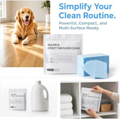 100 pcs 2026 New Multi-effect Floor Clean Tablets, Multi-effect Floor Cleaning Sheets with Fresh Scent, Suitable for Tile, Wood, Laminate, Kitchen, And Bathroom Care Use - Image 2