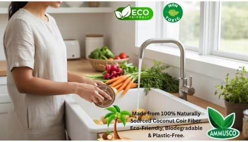 Natural Coconut Fiber Scrub Pad Pack of 12 – 4 Inch (10cm) Extra Thick 10mm Round Coir Scouring Pads | Heavy Duty Eco-Friendly Kitchen Cleaning Scrubber | Biodegradable & Plastic-Free - Image 2