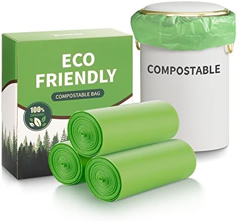5 Gallon Trash Bags Compostable Compost Small Garbage Bag Extra Thick 0.78 Mil for Kitchen Bathroom BPI Certified 45 Counts, Green by Eargardin