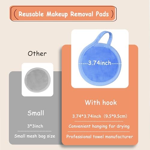 Nugilla Reusable Makeup Remover Pads, 18 Packs Microfiber Face Cloth with a Washable Laundry Bag, Reusable Rounds Towels for Face Cleaning, Soft Facial Rounds Wipes Eyes/Lips Clean for Women Gifts - Image 3
