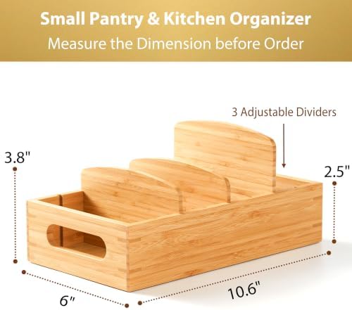 Umilife Small Bamboo Seasoning Packet & Tumbler Lid Organizer in Cabinet - Image 3
