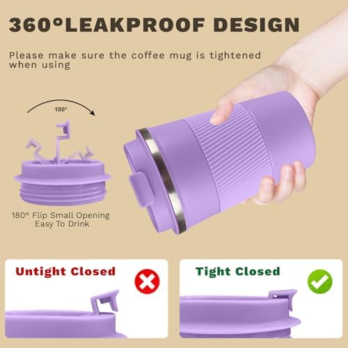 Vacuum Insulated Stainless Steel Travel Coffee Mug,Leak Proof Cup with Lid - Image 5