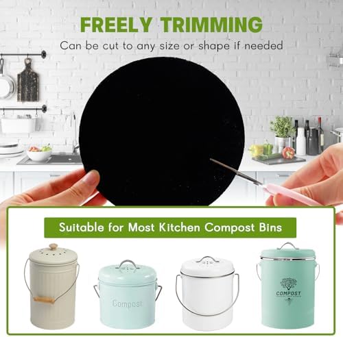 12 Pack - 6.7 Inch Round Compost Bin Charcoal Filters,Extra Thick Activated Carbon Charcoal Filters for Longer Lasting Odor Control, Fits Countertop and Home Bucket Kitchen Compost Bins (Refill)​ - Image 5