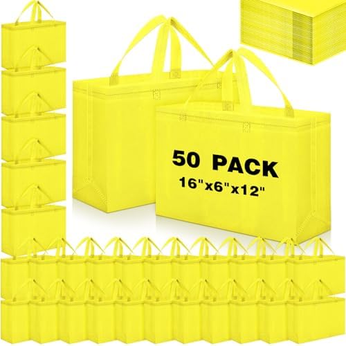 Windyun Reusable Grocery Bags Large Non Woven Shopping Bags with Handles Foldable Portable Tote, 16x6x12 Inch by Windyun