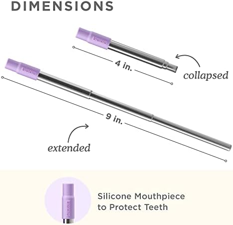 ZOKU Reusable Metal Straw with Case for Travel, Purple - Collapsible Stainless Steel Drinking Straw with Silicone Tip and Cleaner Brush, Ideal for Key Chains, Pockets, Purses - Image 3