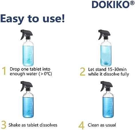 DOKIKO Glass Cleaner Refill Tablets - 50 Eco-Friendly Refill Packs,800fl oz Spray,Plastic-Free Formula for Windows, Mirrors & Windshields - Image 5