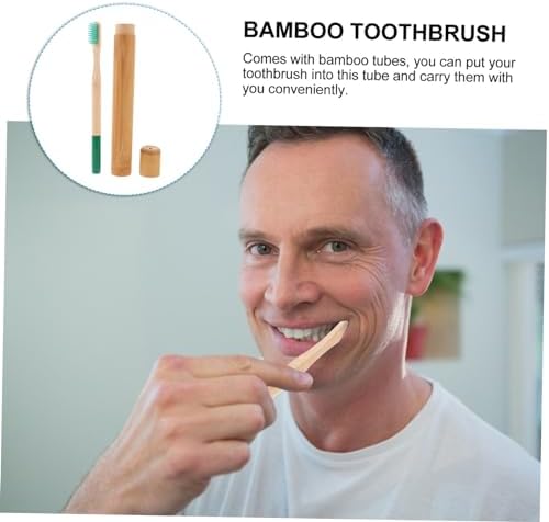 Healeved Sustainable Toothbrush Set Bamboo Storage Case 3 Disposable Toothbrushes Compact Travel Kit Random Color - Image 3