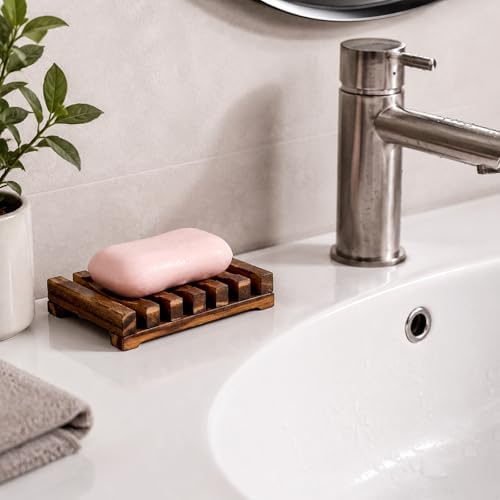 Wooden Soap Holder, Teak Soap Dish Wooden Sponge Holder for Kitchen Sink, Teak Shower Caddy Self Draining Dishes for Shower, Sink, Bathroom, Kitchen, Countertop, Bathtub, RV - Image 7