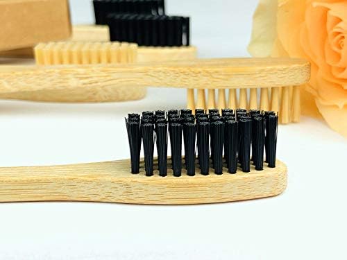 Bamboo Toothbrush Medium Bristle, 10Pcs Biodegradable Bulk Wooden Toothbrushes - Image 2
