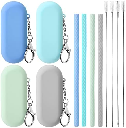 Meanplan 4 Sets Reusable Straws Travel Case Brush Silicone,Fresh Color by Meanplan