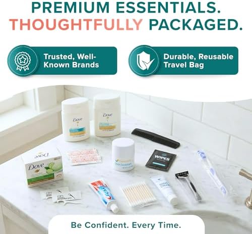 Complete 15 Piece Unisex Travel Hygiene Kit with Toiletries & Personal Care Essentials, TSA-Compliant, Individually Packaged in Clear Bag, Single or Bulk Packs (25 Pack) - Image 3