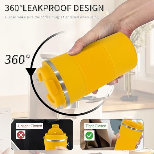 Insulated Travel Coffee Mug, Stainless Steel Coffee Cup with Leakproof Lid - Image 3